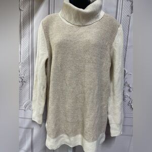 Barbour Dipton Roll Collar Wool Cotton Cream & Tan Size 12 Sweater